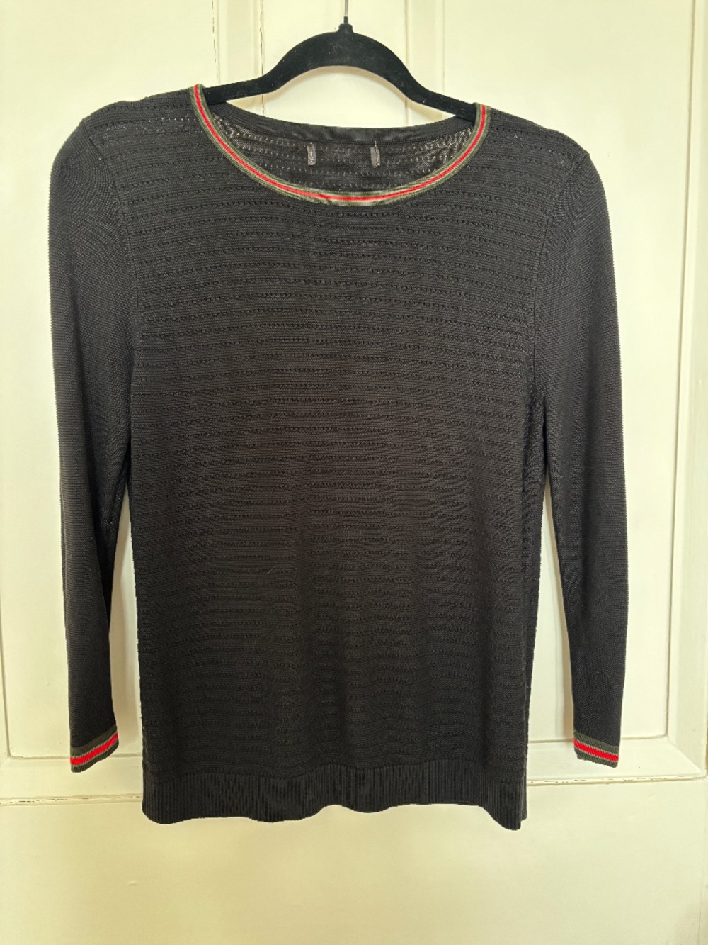 Gucci Style Ladies Sweater Size Small - Cotton - Red and Green Trim